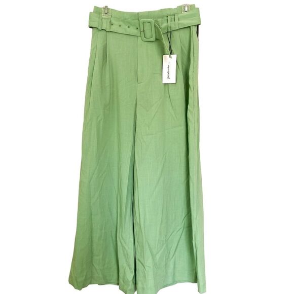 Stradivarius Asos Green Mid Rise Belted Wide Leg Slacks Size Medium - Picture 1 of 11